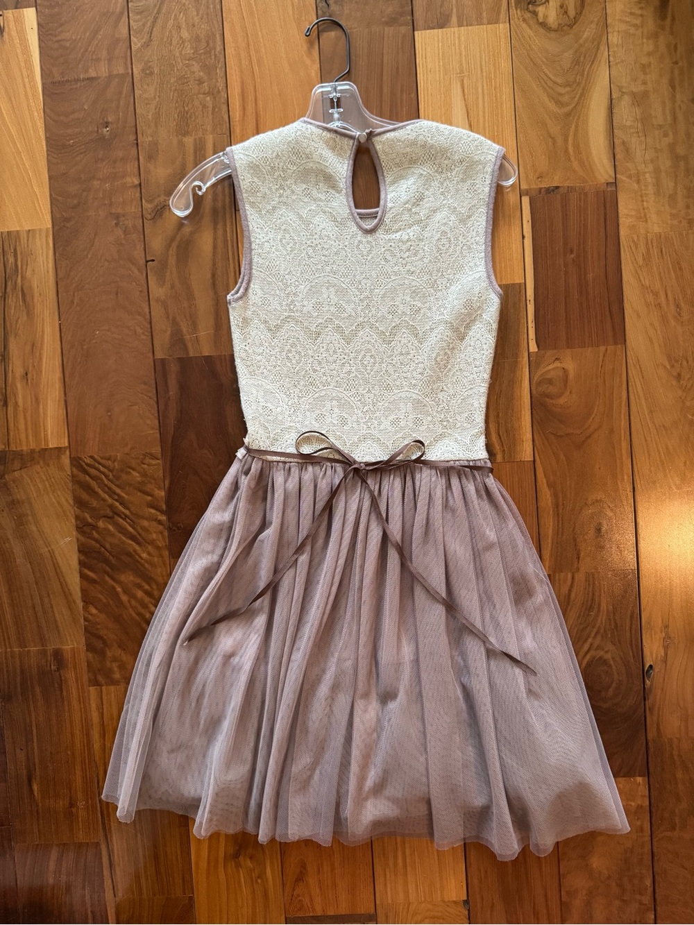 Anthropologie Beige Lace Bodice Tulle Mini Dress - Picture 4 of 4